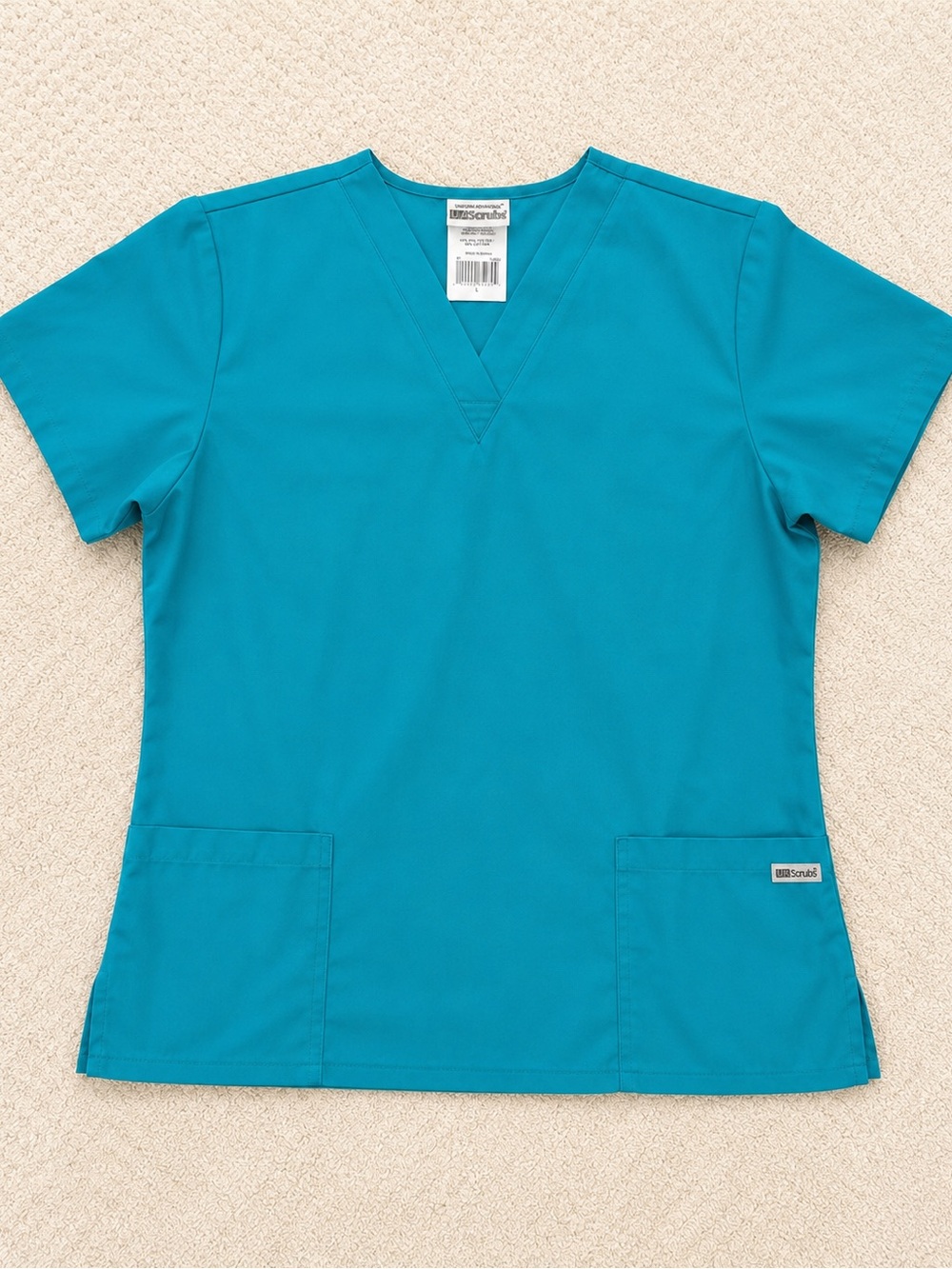 Uniform Advantage Teal Scrub Top Women’s Large V-Neck Nurse Medical